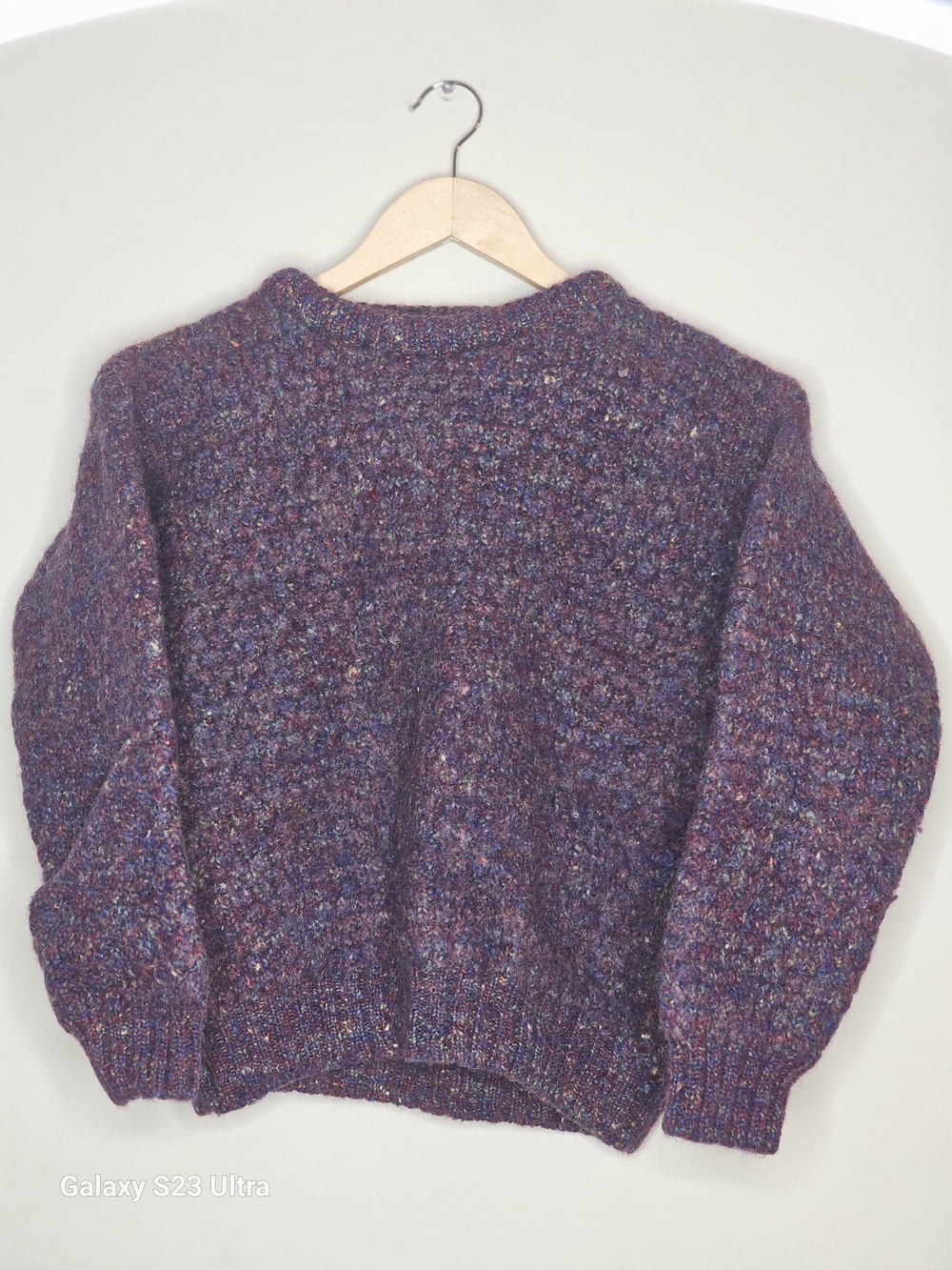 Purple Crewneck 100% Pure New Wool Sweater - Women's Crewneck - Picture 2 of 8